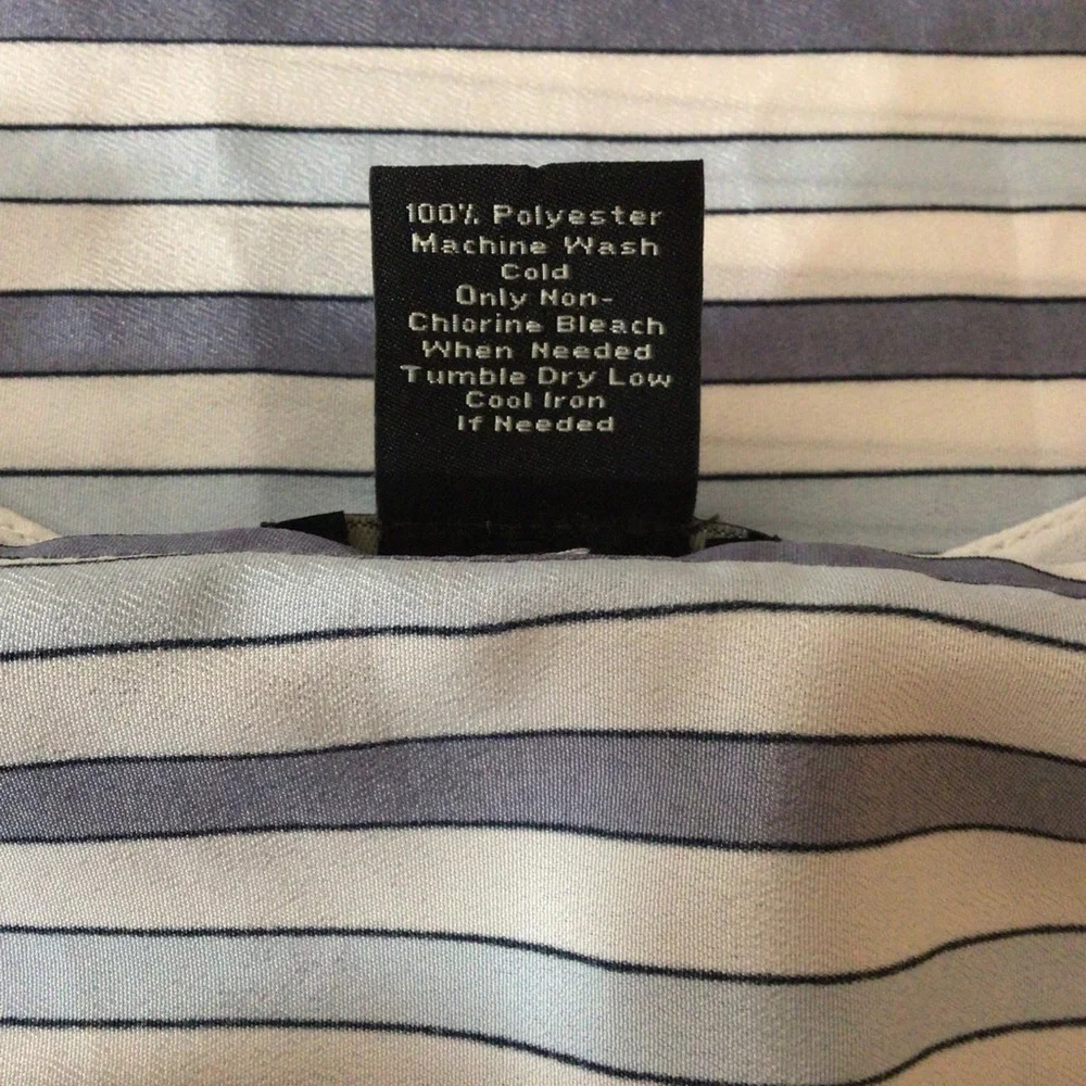 Ann Taylor Blue and White Stripe Long Sleeve V-Neck Top - Size Medium - Picture 7 of 7